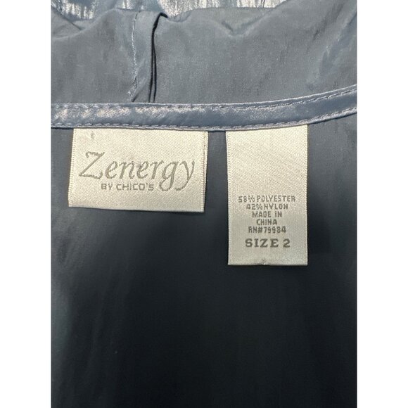Zenergy By Chico’s Hooded Short Sleeve Jacket Blue Size 2 US L - Picture 5 of 7